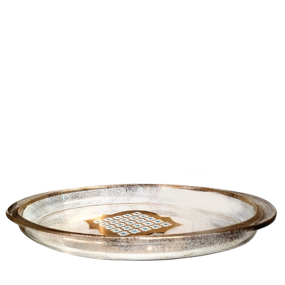 Vintage Pyrex + Culver Valencia Pattern 1233 Glass Shallow Roasting/Serving Gold - Picture 6 of 8